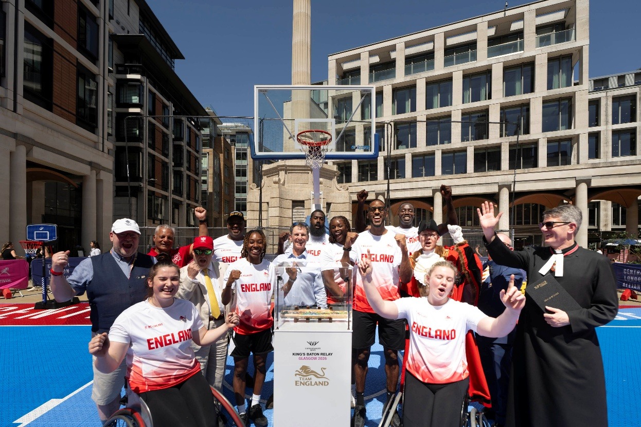 Children playing at London Sports Festival's 3x3 basketball pop-up court in Paternoster Square