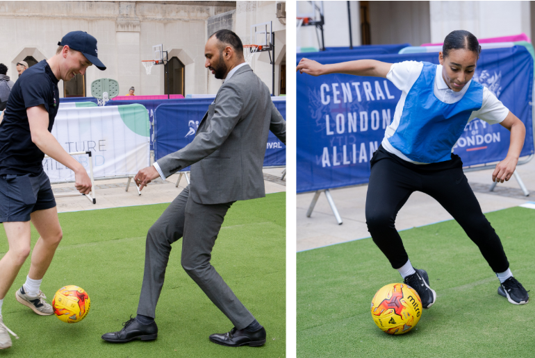 people playing footfball as part of London Sports Festival by Central London Alliance